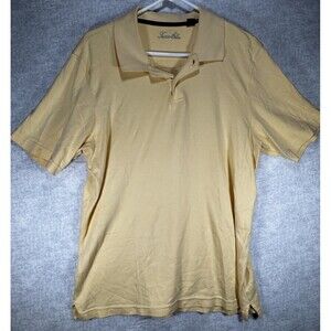 Tasso Elba Mens Golf Polo Shirt Yellow Short Sleeve  Button Pima Cotton Small